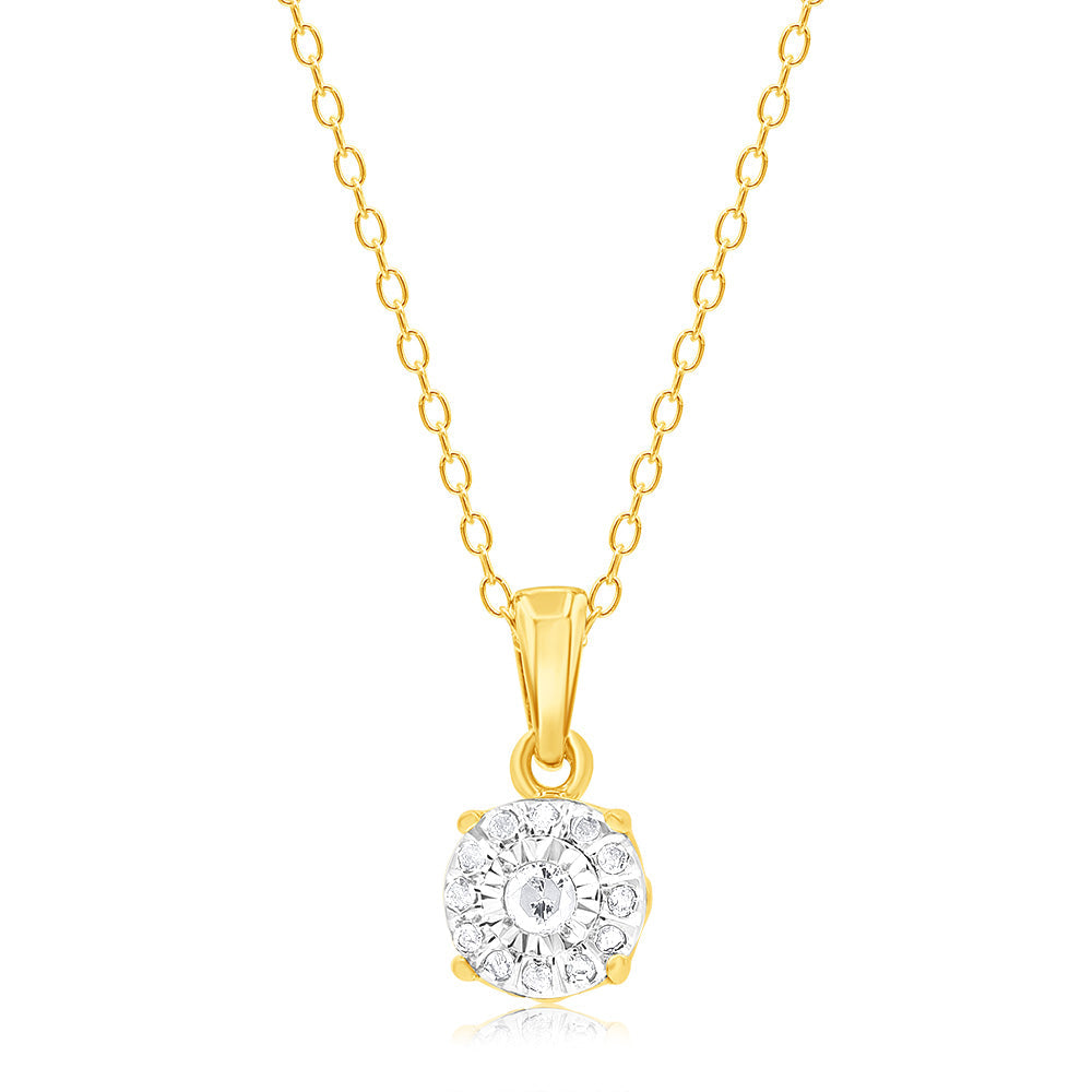Gold Plated Sterling Silver 1/10 Carat Natural Diamond Pendant on 46cm Chain