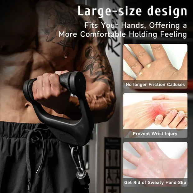 Ergonomic D-Shaped Cable Handle – 360° Rotating Grip – StudioCharm LTD