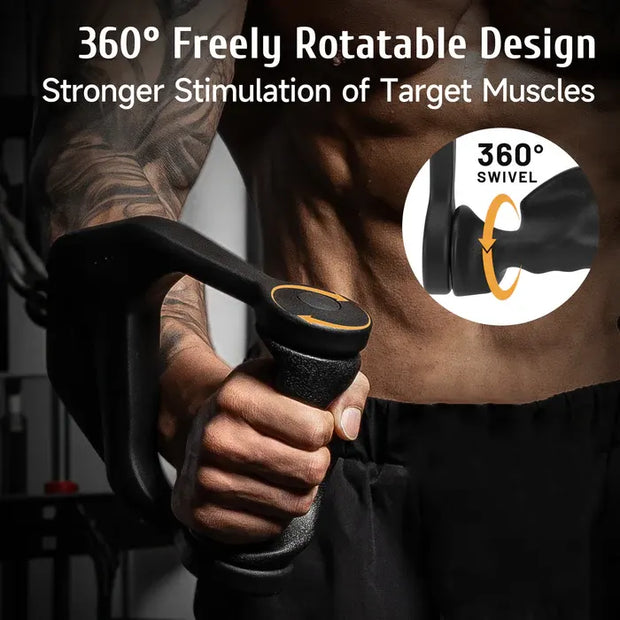 Ergonomic D-Shaped Cable Handle – 360° Rotating Grip – StudioCharm LTD